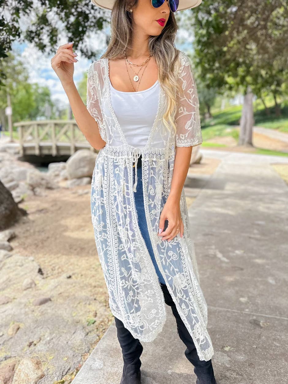 Sunset Soirée Lace Kimono