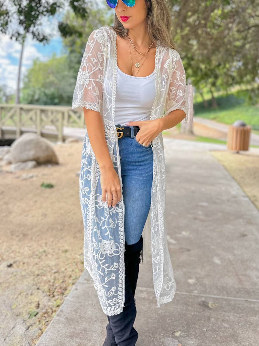 Sunset Soirée Lace Kimono