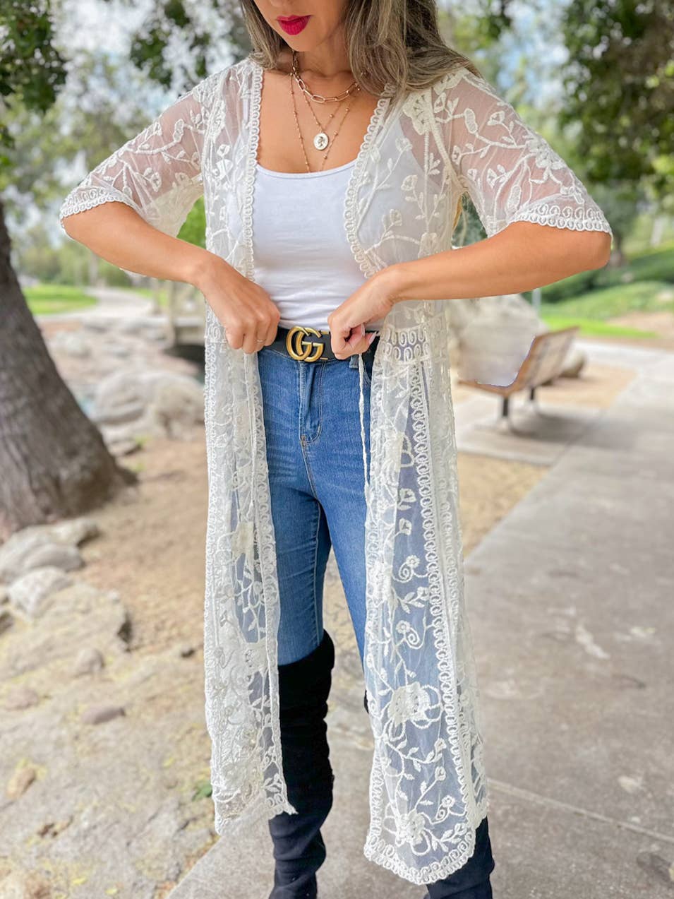 Sunset Soirée Lace Kimono
